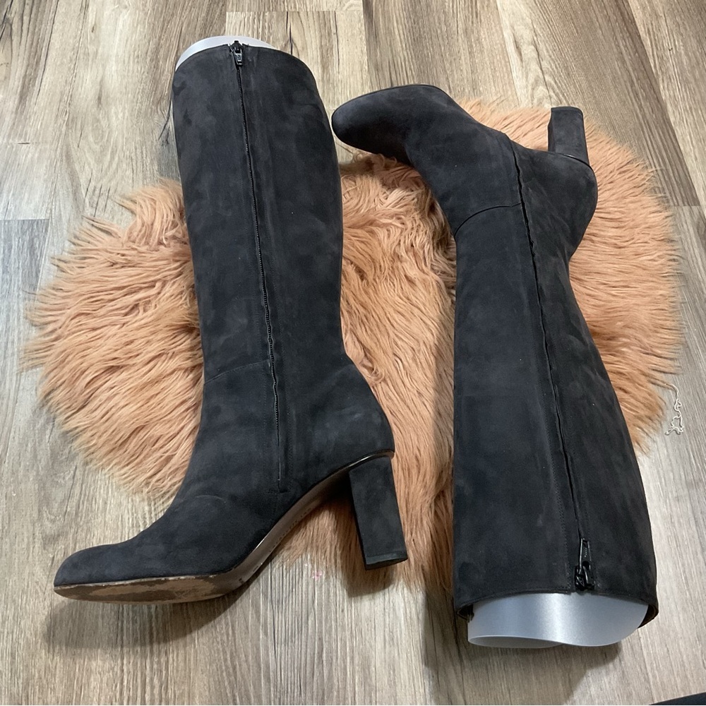LAFAYETTE 148 NEW YORK Gray Suede Leather High Top Boots Size 7 - Picture 6 of 10